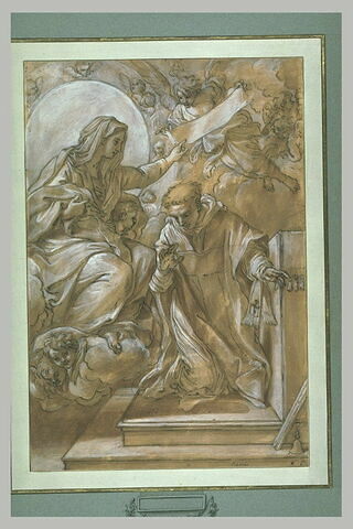 La Vierge assise sur des nuages donnant un scapulaire à saint Hyacinthe, image 2/2
