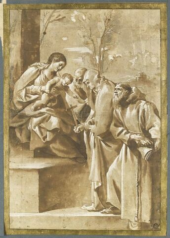 Vierge à l'Enfant adorée par sainte Catherine de Sienne et Saint François d'Assise, image 1/2