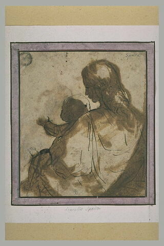 La Vierge assise, avec l'Enfant Jésus, de dos, image 1/1