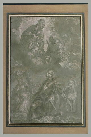 Saint Georges et la princesse , la Vierge avec l'Enfant et un saint