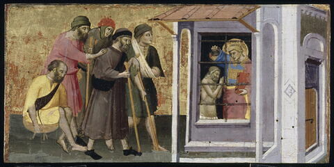Saint Laurent en prison baptise son geôlier Hippolyte et guérit les aveugles et les infirmes., image 1/2