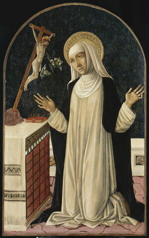 Sainte Catherine de Sienne recevant les stigmates du Crucifix qui se penche miraculeusement vers elle, image 1/2