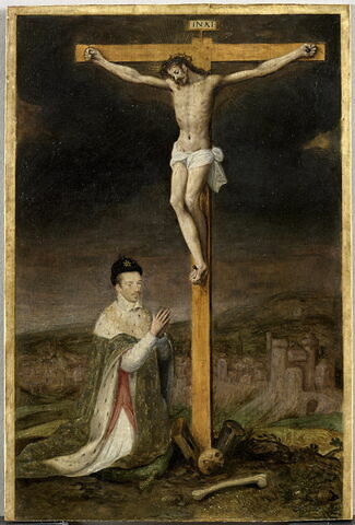 Henri III (1551-1589) à genoux en prière au pied de la Croix, image 1/2