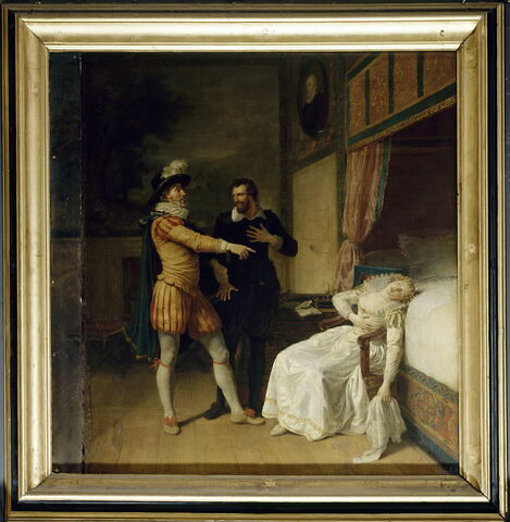 Gabrielle d'Estrées évanouie en présence de Henri IV menaçant et de Sully, image 1/2