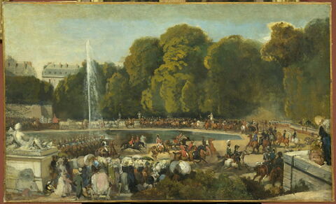 Entrée de la duchesse d'Orléans (Hélène de Mecklembourg) dans le jardin des Tuileries, à Paris, le 4 juin 1837