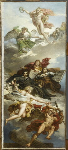 Le triomphe de la peinture française: apothéose de Poussin, de Le Sueur et de Le Brun., image 1/2