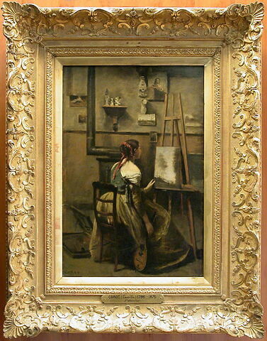 L'atelier de Corot. Jeune femme assise devant un chevalet., image 2/2