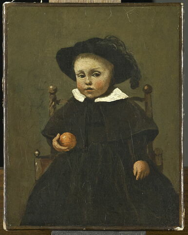 Le peintre Adolphe Desbrochers, enfant (1841-1902), tenant une orange., image 1/2