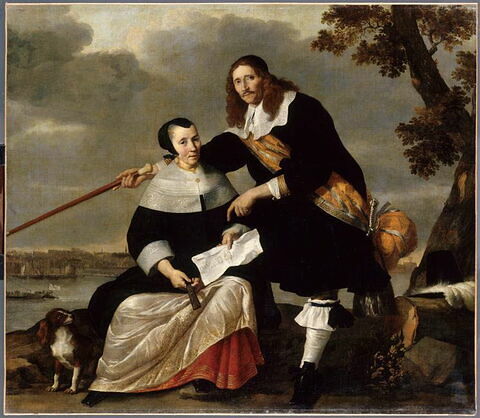 Portrait de Hendryck Heuck (ou Huyck), ingénieur, et de sa femme Catharina Brouwers, désignant le plan d’un pont de Nimègue, image 5/5