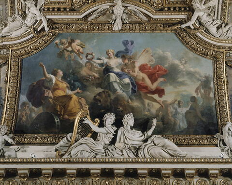 Plafond : Le Printemps, ou Zéphire et Flore couronnant de fleurs Cybèle.