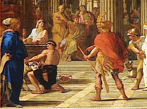 Saint Gervais et saint Protais, amenés devant Astasius, refusent de sacrifier à Jupiter, image 6/7