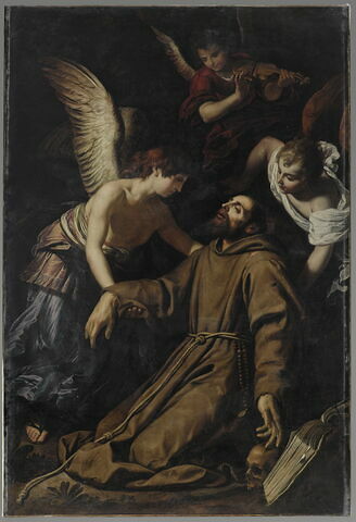 Saint François d'Assise en extase se voit réconforté par des anges après sa stigmatisation, image 1/4