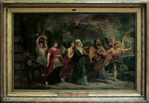 Loth et sa famille quittant Sodome, conduits par des anges, image 6/7