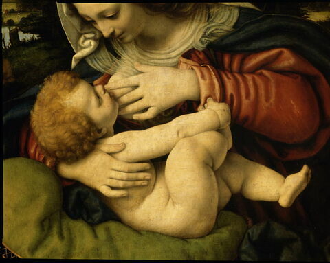 La Vierge allaitant l'Enfant, dit La Vierge au coussin vert, image 8/10