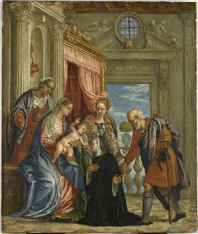 La Sainte Famille avec sainte Élisabeth, sainte Marie-Madeleine présentant une bénédictine, image 1/7