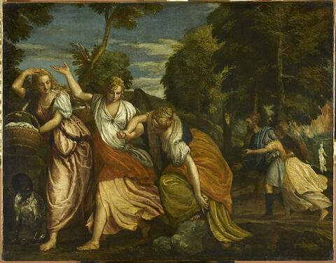 Loth et ses filles fuyant Sodome sous la conduite de deux anges, image 1/3
