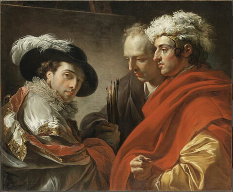 Triple portrait de l'artiste, de l'architecte Pierre Rousseau et du peintre Coclers Van Wyck, image 1/5
