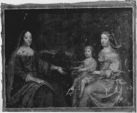 La reine mère Anne d'Autriche (1601-1666), la reine Marie-Thérèse (1638-1683) et le Grand Dauphin enfant (1661-1711)