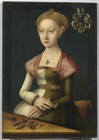 Portrait d'une jeune femme de Lübeck tenant un oeillet