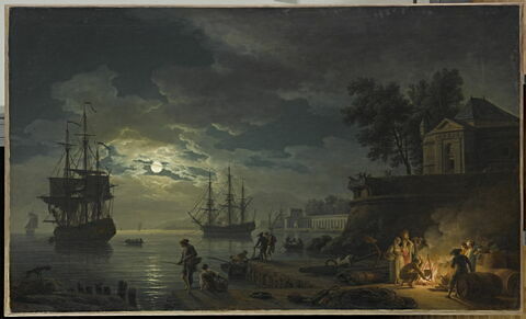 La Nuit; un port de mer au clair de lune