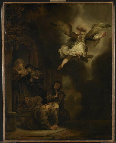 L'Archange Raphaël quittant la famille de Tobie ou Tobie et sa famille prosternés devant l’ange, image 1/8