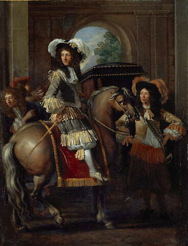 Portrait d'un gentilhomme à cheval avec carrosse devant une porte monumentale, image 2/3