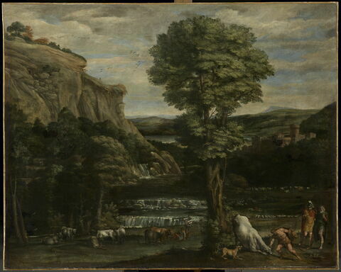Paysage avec Hercule combattant Acheloüs changé en taureau