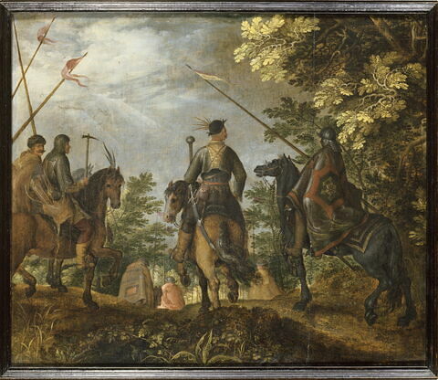 Marche de cavaliers polonais (ou hongrois?) dans un bois, image 3/3