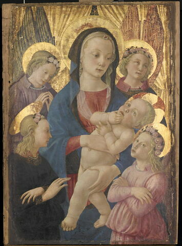 La Vierge et l'Enfant entourés de quatre anges