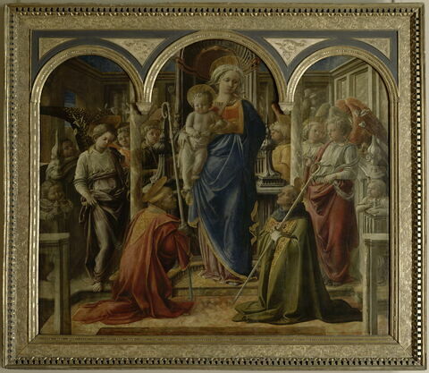 La Vierge et l'Enfant entourés d'anges, de saint Frediano et de saint Augustin, dit Pala Barbadori, image 1/7