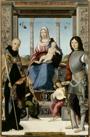 La Vierge et l'Enfant entourés de saint Benoit et saint Quentin et deux anges, image 5/12