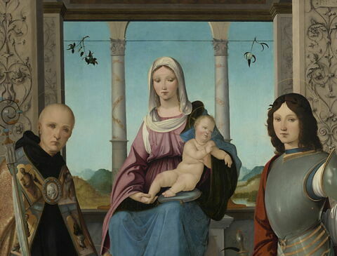 La Vierge et l'Enfant entourés de saint Benoit et saint Quentin et deux anges, image 2/12