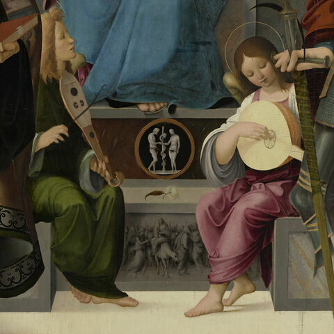 La Vierge et l'Enfant entourés de saint Benoit et saint Quentin et deux anges, image 3/12