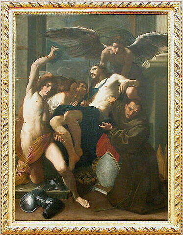 Le Christ adoré par les anges, saint Sébastien et saint Bernardin, image 2/3