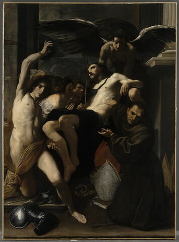 Le Christ adoré par les anges, saint Sébastien et saint Bernardin, image 3/3