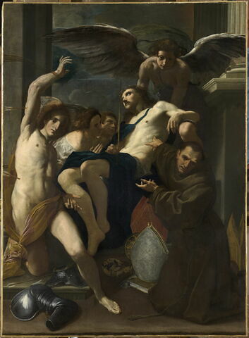 Le Christ adoré par les anges, saint Sébastien et saint Bernardin