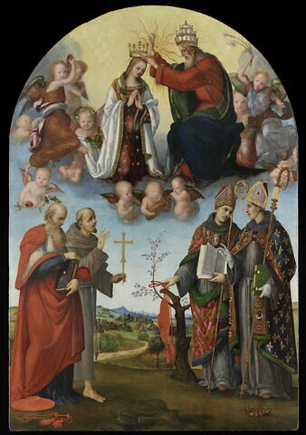 Le Couronnement de la Vierge avec saint Jérôme, saint François, saint Bonaventure et saint Louis de Toulouse, image 1/9