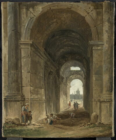 Vue du guichet du Louvre vers le collège des Quatre-Nations (plus tard Institut de France), vers (ou après) 1780, image 1/5