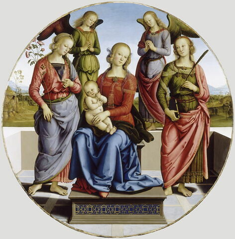 La Vierge et l'Enfant entourés de deux anges, sainte Rose et sainte Catherine, image 1/3