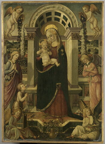 La Vierge et l'Enfant entourés de six anges et du petit saint Jean Baptiste