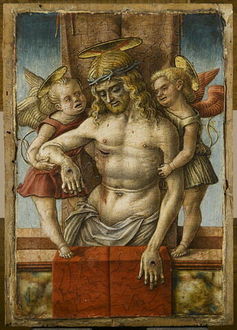 Le Christ mort au tombeau soutenu par deux anges