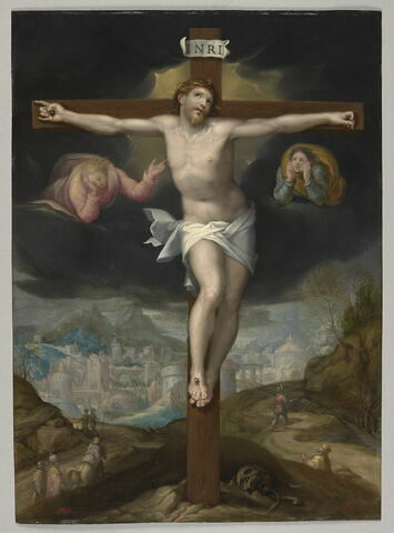 Le Christ en croix entre deux anges
