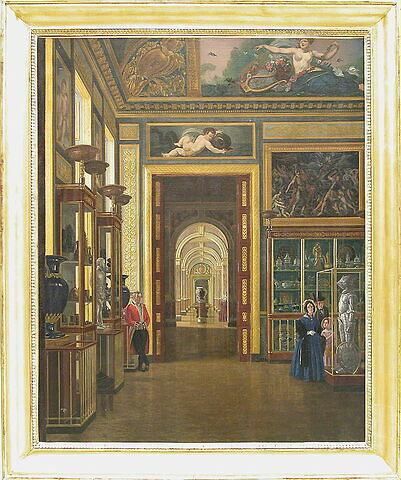 Vue de la salle des bijoux et de l'enfilade des salles du musée Charles X, au Louvre vers 1840., image 2/2