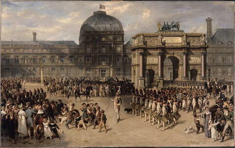 Un jour de revue sous l'Empire (1810). Au fond, l'arc de triomphe du Carrousel et lesTuileries., image 4/4