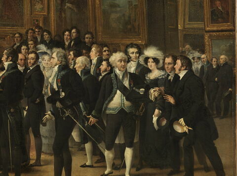 Charles X distribuant des récompenses aux artistes exposants du salon de 1824 au Louvre, le 15 Janvier 1825., image 8/9