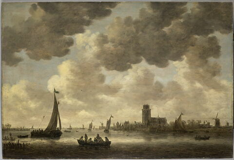 La Meuse à Dordrecht avec la Grote Kerk; vue prise au sud-ouest, image 1/5