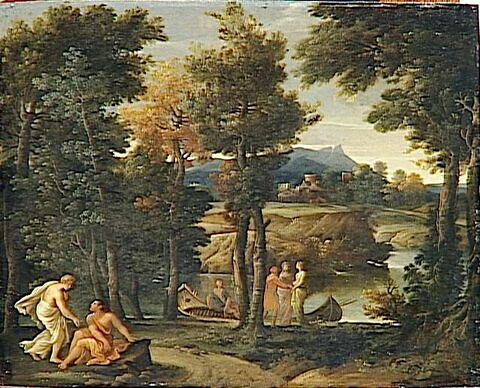Paysage avec personnages vêtus à l'antique au bord d'une rivière, image 3/3