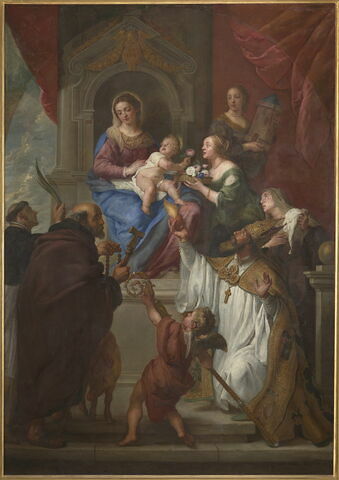 La Vierge et l'Enfant Jésus avec les saints Dominique, Antoine, Augustin et les saintes Monique, Dorothée et Barbe