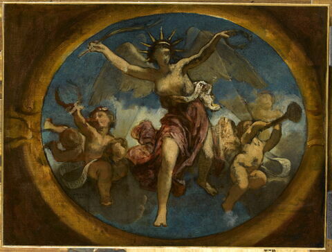La Gloire distribuant des palmes et des couronnes, esquisse du plafond de l'escalier Mollien au Louvre