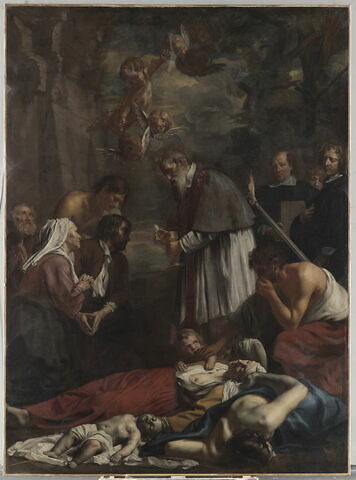 Saint Macaire de Gand donnant la communion aux pestiférés, image 1/2